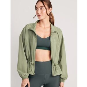 Loose StretchTech Cinched-Waist Jacket cropped coat green active